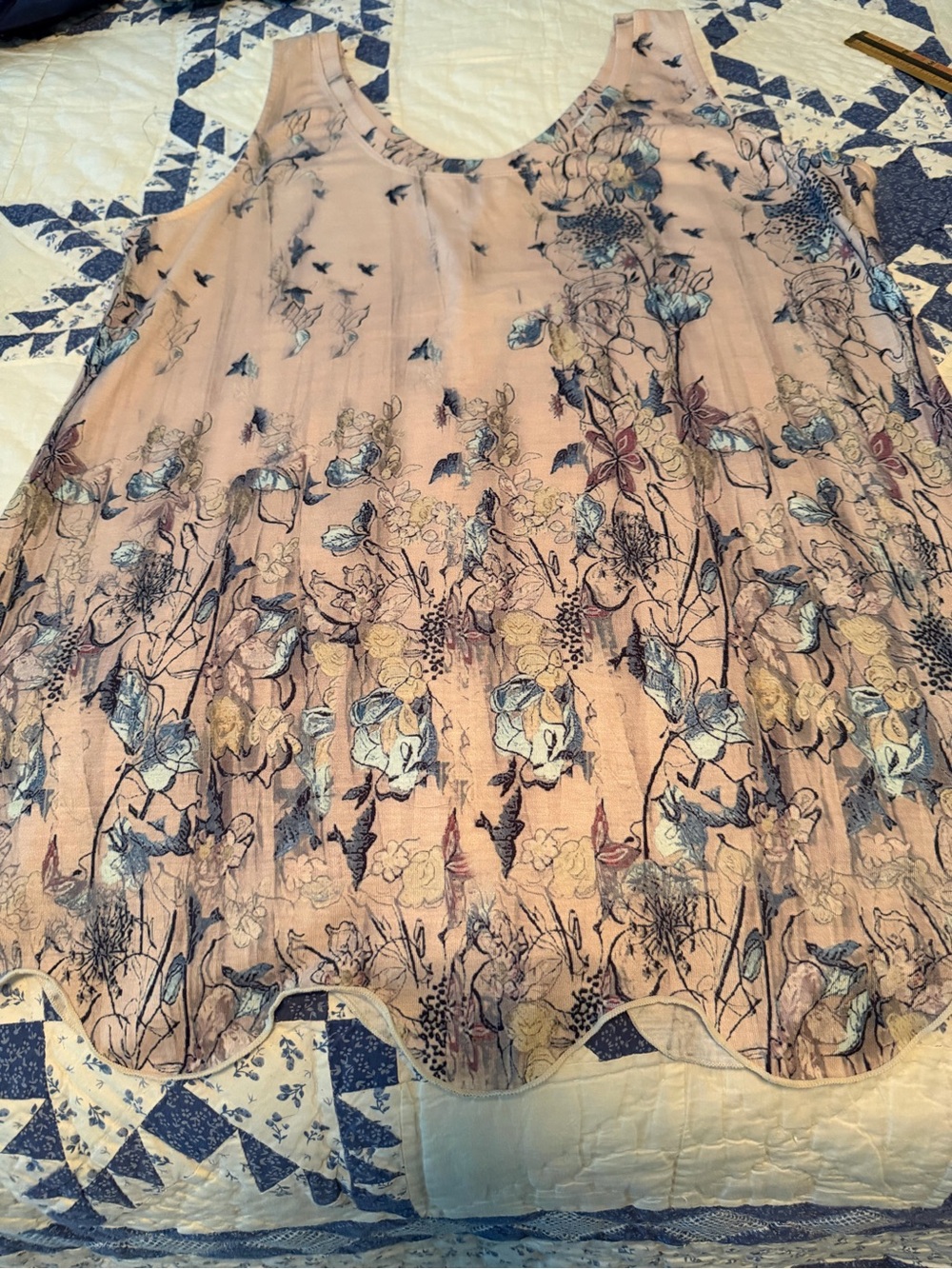 Floral Scallop Hem Pink Sleeveless Skirt
